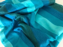 ALPACA WOOL BLANKET THROW AQUA BLUE TURQUOISE STRIPED PLAID QUEEN SOFT & WARM