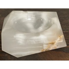 Vtg Octagon White Onyx Ashtray Made in Pakistan Home Decor Accent 4″x4″x1.25″