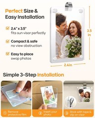 2PCS Car Sun Visor Photo Clips, Acrylic Universal Magnetic Transparent Frames.