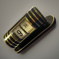 1950’s Germany Kohler 7 Jewel Horizontal Cylinder Flip Clock in Art Deco Style