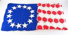 Handmade American Flag Afghan Vintage Patriotic Crochet 36 x 56 ” USA Blanket