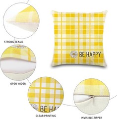 4 Pack Summer Daisy Pillow Covers Decor 18×18 Inch Hello Summer Sunshine Yellow
