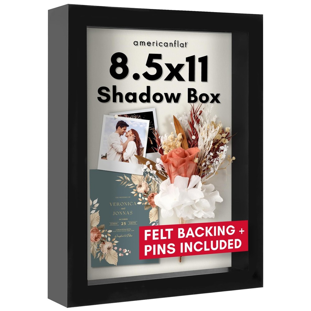 Americanflat 8.5×11 Shadow Box Frame with Shatter-Resistant Glass – Silhouette