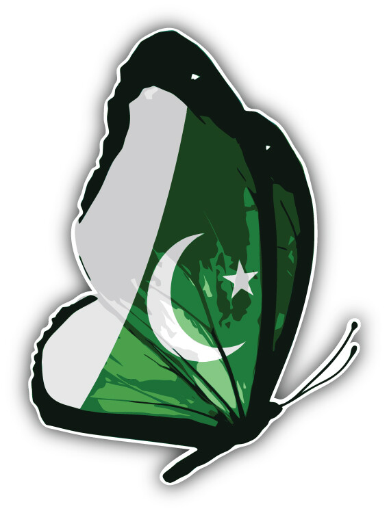 Pakistan Butterfly Flag Car Bumper Sticker Decal