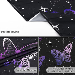 Purple Butterfly Tapestry Wall Hanging Black Starry Night Sky with Celestial Gal