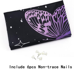 Purple Butterfly Tapestry Wall Hanging Black Starry Night Sky with Celestial Gal