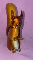 Murano Style Art 7″ Amber Glass Squirrel Figurine Paperweight Blown Glass