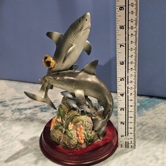 Shark Resin Figurine Statue Ocean Beach Nautical Decor Sculpture 9″ Tall