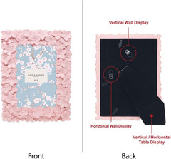 Hand-Crafted Pink Flower Resin Picture Frame with Easel 4×4 4×6 5×7 8×10