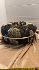 Elegant Tufted Black & Gold Round Decorative Throw Pillow