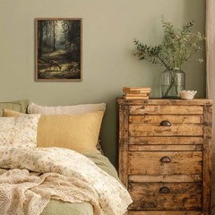 Vintage Forest Deer Canvas Wall Art – Rustic Home Decor