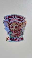 Emotional Support Gremlin 3 Inch Waterproof Holographic Vinyl Sticker