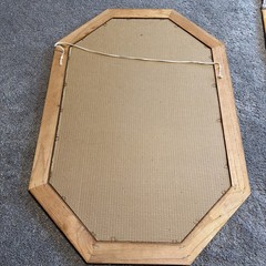 Vintage Octagon Floral Accent Mirror Framed Wood Multicolor Wall Mounted RARE