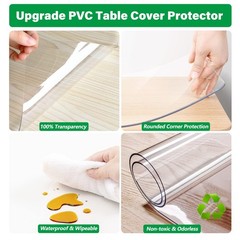 Linkgro 44X90 Inch Clear Plastic Tablecloth – 1.5Mm Thick Pvc Vinyl Pet Carpet