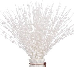 12 PCS White Glitter Berry Picks for Christmas Decor and DIY Wreaths (15.8’’)