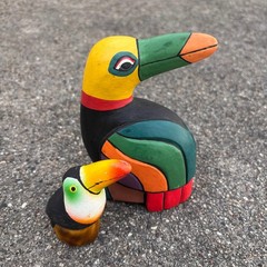 Pier 1 Imports Molded Handpainted Vibrant Folk Art Toucan Bird Figures