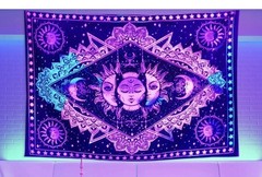 Blacklight Sun Tapestry Trippy Moon Tapestry Wall Hanging
