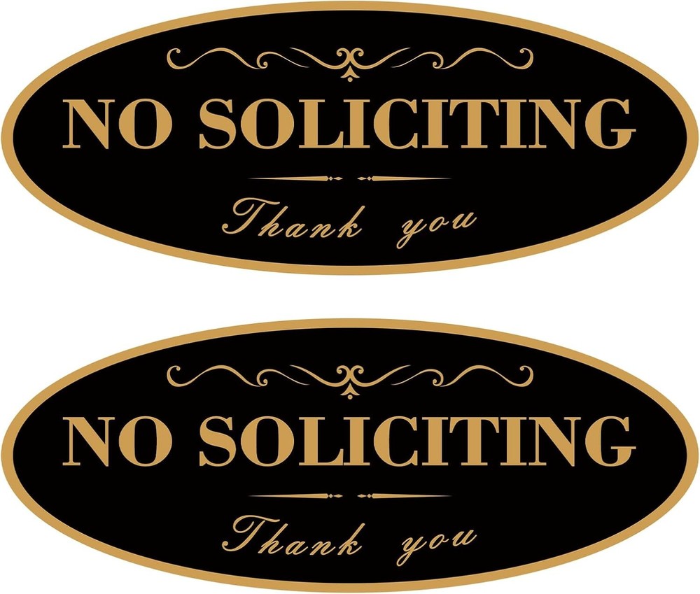 2 Pack No Soliciting Sign for House, Strong Self-Adhesive Acrylic No Soliciting