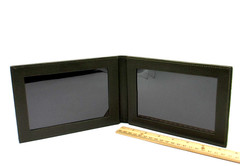 Photo Frame Leather Bifold holds 4×6″ Photos Horizontal $125 Olive Green
