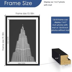 12×18 Picture Frame Set of 6, Display Pictures 11×17 with Mat or 12×18 withou…