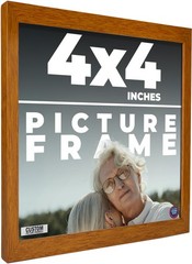 4×4 In Honey Brown Real Wood Picture Frame Width 0.75 inches | Interior Frame De