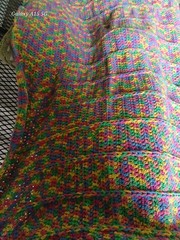 Handmade Multicolor Granny Square Crochet Sofa Throw Blanket, Rectangle
