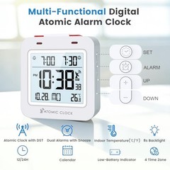 Small Digital Atomic Alarm Clock for Bedroom, 3.15 Inch Portable Travel White