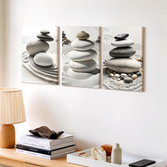 3 Pieces Zen Stone Balance Sand Patterns Tranquil Large Wall Art for Set Of 3