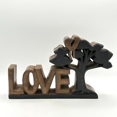 Decozen Wooden Love Figurine 10 X 7.5 X 2 Inches Heavy Cottagecore