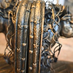 Vintage Bronze Horse Head Bookends Western Star Equestrian Decor Set of 2