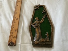 Metal Bronze Green Speckled Glass St Francis Suncatcher