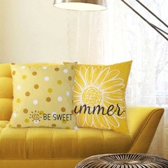 4 Pack Summer Daisy Pillow Covers Decor 18×18 Inch Hello Summer Sunshine Yellow